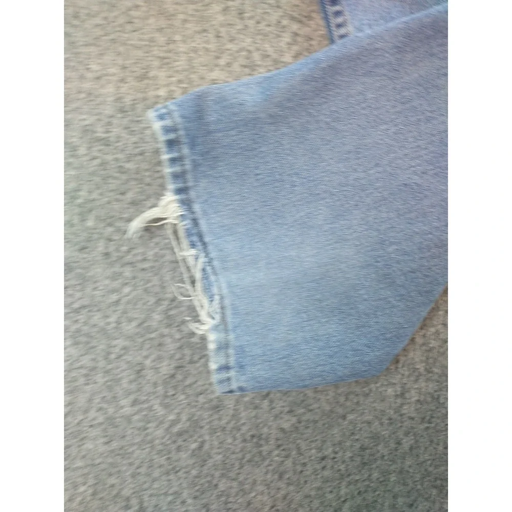 Wrangler 9760WDR Mens Light Wash Straight Leg Distressed Jeans 34x31 Blue Cotton
